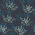 Vector black overall tropical leaves seamless pattern background