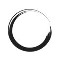 Vector black paint brush circle stroke. Abstract japanese style hand drawn black ink circle