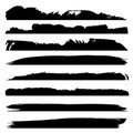 Vector black paint hand made creative brush stroke set