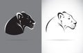 Vector of black panther on white background and gray background. Royalty Free Stock Photo