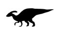 Vector black parasaurolophus dinosaur silhouette Royalty Free Stock Photo