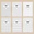 vector black pattern set of Vintage background banner retro brochures templates cards six frames design Scribbled lines rectangle