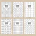 vector black pattern set of Vintage background banner retro brochures templates cards six frames design Scribbled lines rectangle Royalty Free Stock Photo