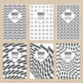 vector black pattern set of Vintage background banner retro brochures templates cards six frames design Scribbled lines rectangle Royalty Free Stock Photo