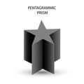 Vector black pentagrammic prism with gradients and shadow for game, icon, package design, logo, mobile, ui, web