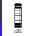 vector black phone booth icon, london uk