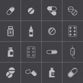 Vector black pills icon set Royalty Free Stock Photo