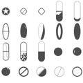 Vector black pills icon set Royalty Free Stock Photo