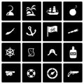 Vector black pirate icon set Royalty Free Stock Photo