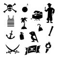 Vector black pirates icons set