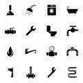 Vector black plumbing icons set