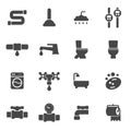 Vector black plumbing icons set