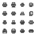 Vector black printer icons set Royalty Free Stock Photo