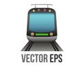 Vector black public transport train or subway on rails icon for short or medium length journeys