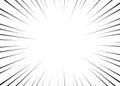 Vector black radial lines for comics, superhero action. Manga frame speed, motion, explosion background. Isolated background.