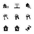 Vector black real estate icons set Royalty Free Stock Photo