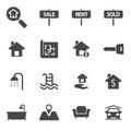 Vector black real estate icons set Royalty Free Stock Photo