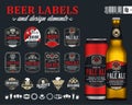 Vector beer labels, badges, icons and design elements Royalty Free Stock Photo