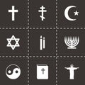 Vector black religion icons set Royalty Free Stock Photo