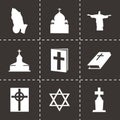 Vector black religion icons set Royalty Free Stock Photo