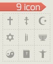 Vector black religion icons set Royalty Free Stock Photo