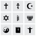 Vector black religion icons set Royalty Free Stock Photo