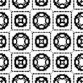 Vector Black Repeated Design On White Background Geometric Circles Rectangles Curves Flowers Repeated Design Vector Illustrations.