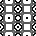 Vector Black Repeated Design On White Background Stripe Lines Created Rectangles Triangle Curved Flowers Vector Illustrations. Royalty Free Stock Photo