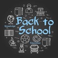Vector black round concept with text Back to School Royalty Free Stock Photo