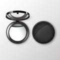 Vector Black Round Pocket Cosmetic Make up Small Mirror on Background