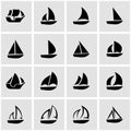 Vector black sailboat icon set