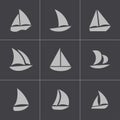 Vector black sailboat icons set Royalty Free Stock Photo