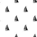 Vector black seamless pattern boat dinghy sailboat