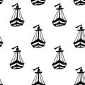 Vector black seamless pattern boat dinghy sailboat