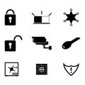Vector black security icons set Royalty Free Stock Photo