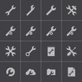 Vector black settings wrench icons set