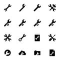 Vector black settings wrench icons set