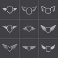 Vector black shield icons set