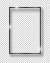 Vector black shiny vintage square frame isolated on transparent background. Luxury realistic border