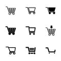 Vector black shopping cart icon set Royalty Free Stock Photo