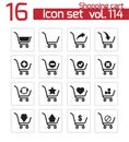 Vector black shopping cart icons Royalty Free Stock Photo