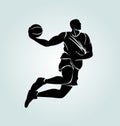 Vector black silhouette basketball player