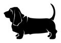 Vector Black Silhouette Of A Basset Hound Dog.