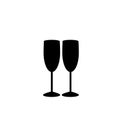 Monochrome vector illustration of two champaign glasses Royalty Free Stock Photo