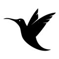 Vector black silhouette of a flying colibri bird hummingbird. Royalty Free Stock Photo