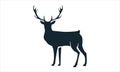 Vector black silhouette horned deer icon side view Royalty Free Stock Photo