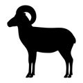 Vector black silhouette of a mountain ram Royalty Free Stock Photo