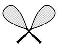 Vector black silhouette of squash or racketball crossed rackets
