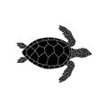 Vector black silhouette of a turtle isolated on a white background tattoo skin Royalty Free Stock Photo