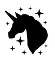 Vector black silhouette of unicorn head Royalty Free Stock Photo